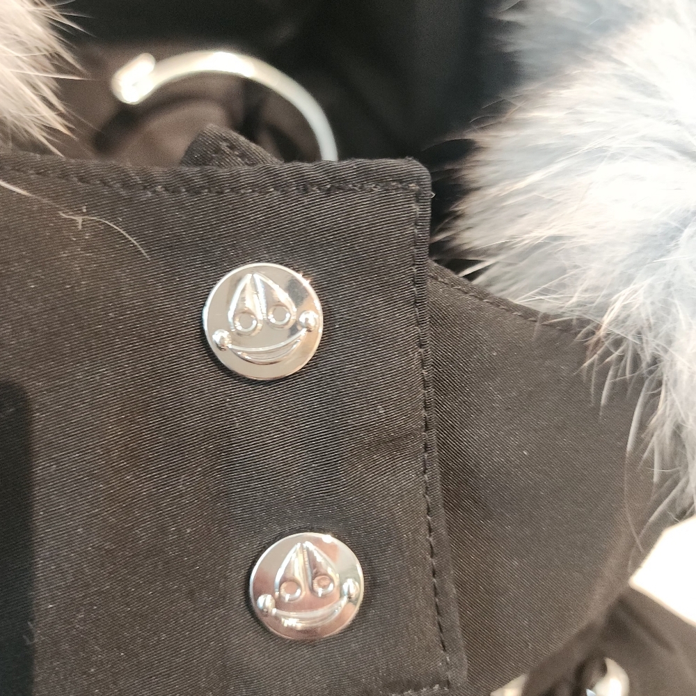 Moose Knucklers Toddler Black Jacket with Powder Blue Authentic Fox Fur Hood - Picture 3 of 7